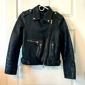 All Saints Black Leather Moto Jacket Sz 6